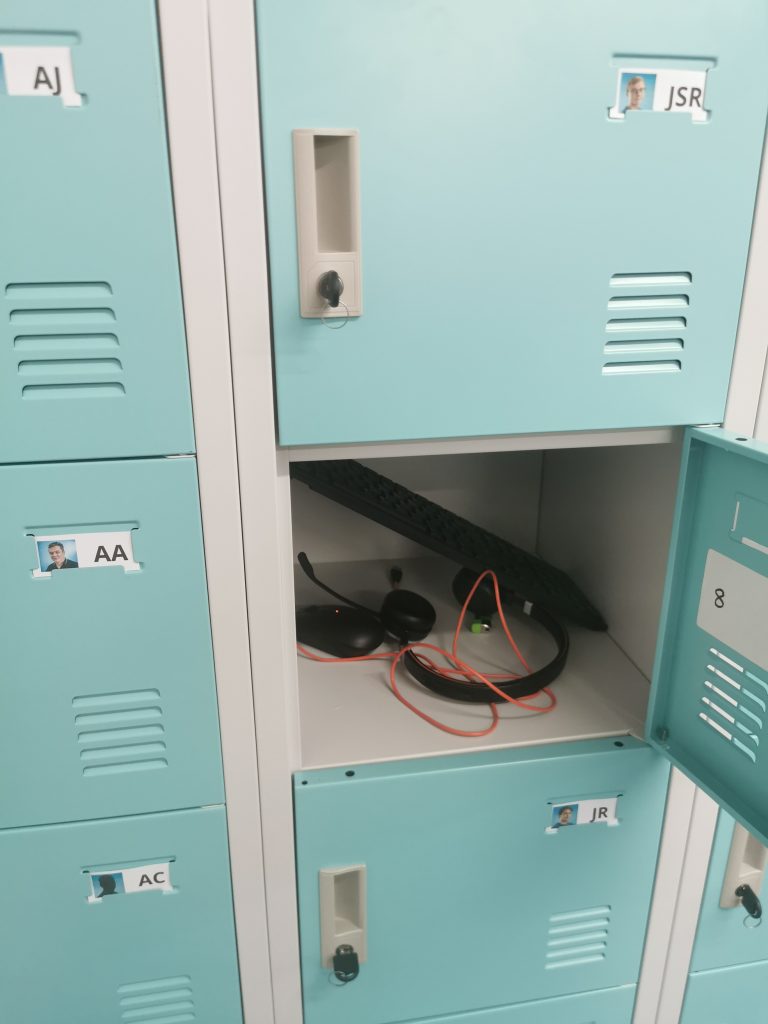 Office lockers close up