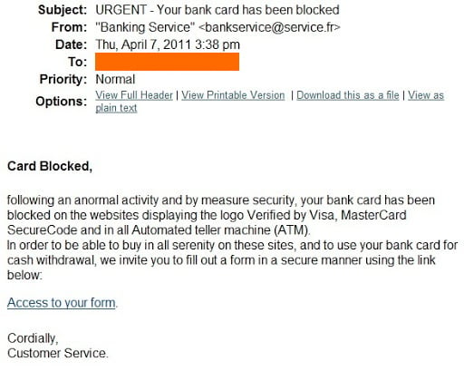 example of urgency messages in fraud email