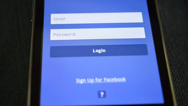 Facebook login page displayed on a smartphone