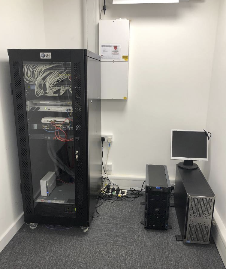 New installed network cabinet and servers