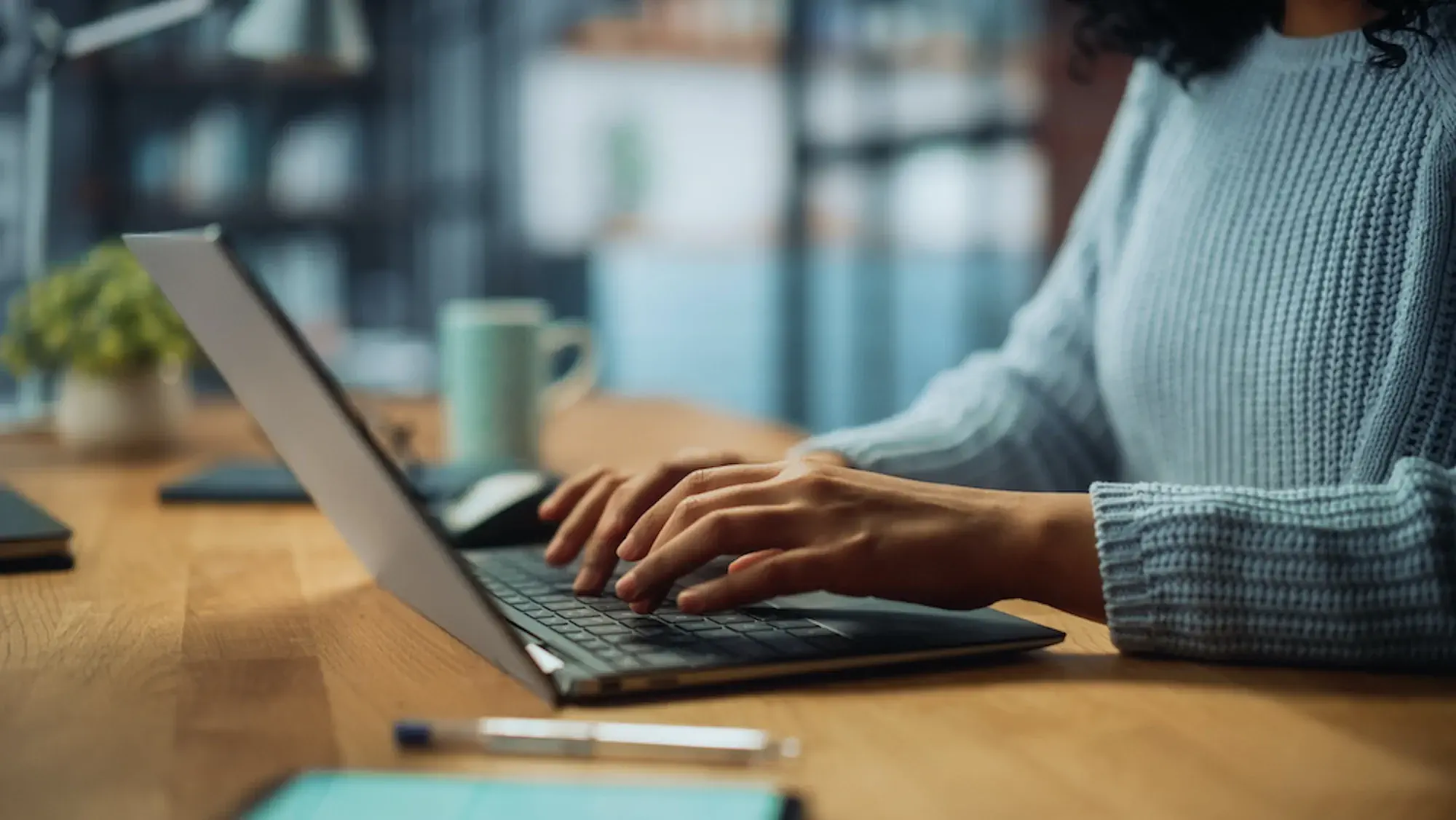 Woman working on a laptop